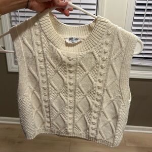 Double Zero Women's Ivory Cable Knit Sweater Vest size m